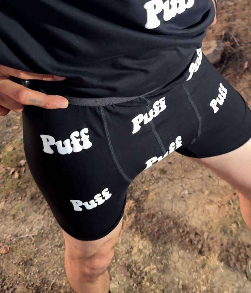 Puff baskılı boxer giyilmiş hali