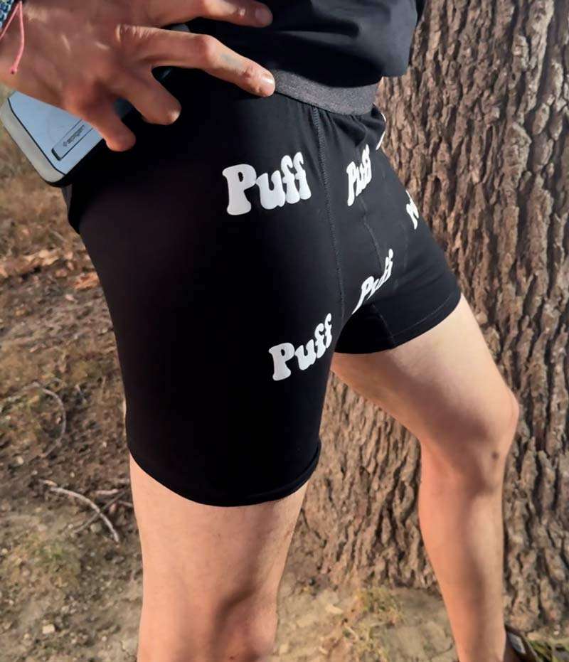 Puff baskılı boxer giyilmiş hali