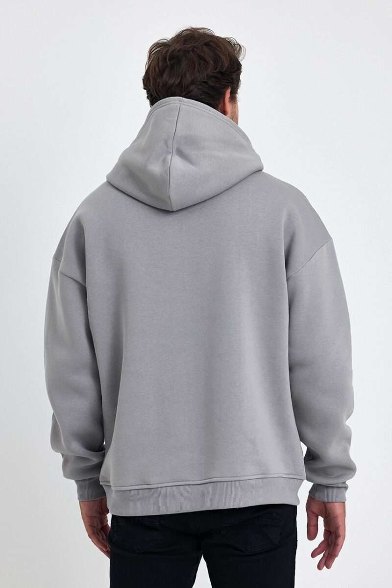 Gri renkli kapüşonlu sweatshirt erkek model - gri renk sweatshirt tasarla